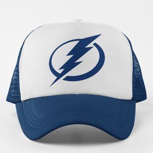 NEW Tampa Bay Lightning Logo Foam Trucker Mesh Snapback Hat 2-TONE WHITE NAVY